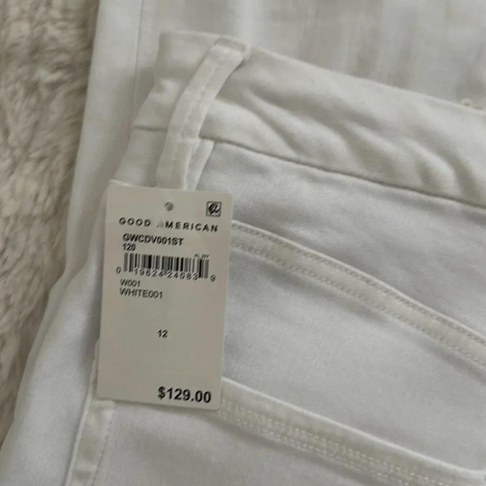 Good American Good Waist Crop Distressed Jeans White Size 12/31 - Picture 8 of 8